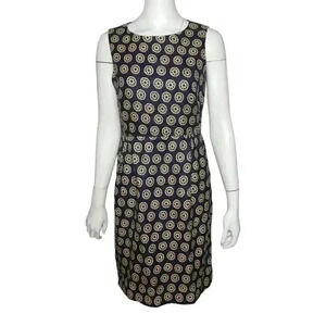 J.Crew Collection Roxy Racer Shift Dress Printed Heavy Linen Blue Beige Size 6